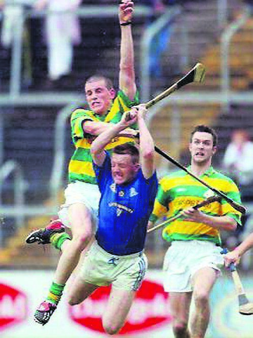 Paul Tierney in action for Blackrock in the 2002 county hurling championship against the Barrs at Páirc Uí Chaoimh 