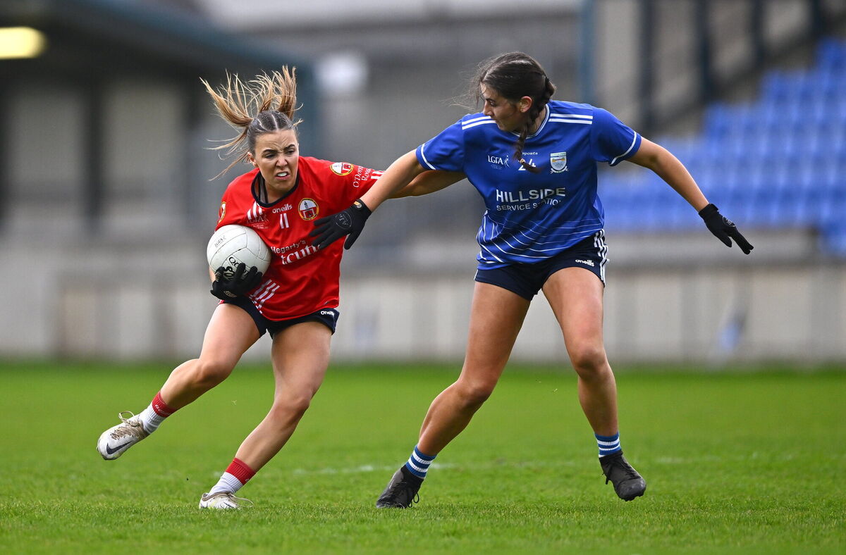 Emma Hurley of O'Donovan Rossa in action against Deirbhile Horkan of Claremorris at Parnell Park. Picture: Ben McShane/Sportsfile Emma Hurley of O'Donovan Rossa in action against Deirbhile Horkan of Claremorris at Parnell Park. Picture: Ben McShane/Sportsfile
