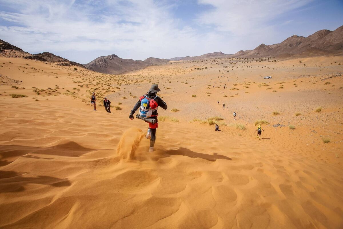 Eamonn McCarthy, from Bantry Bay, running across the Sahara desert in Morocco - he trained for a year in Bogotá to prepare for it.