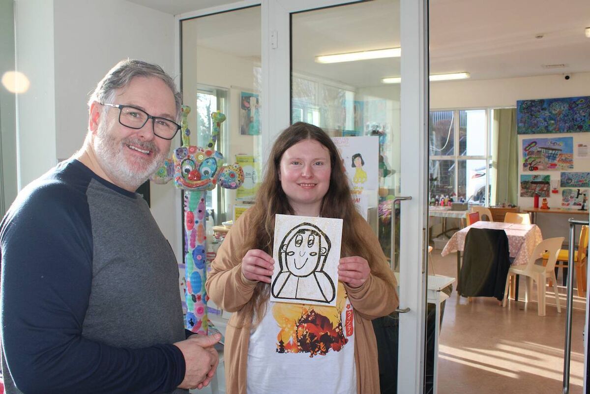 Dr Eddie Murphy and Jasmin, who is supported by Cope Foundation, at Suisha Inclusive Arts. Picture: Suisha Inclusive Arts Dr Eddie Murphy and Jasmin, who is supported by Cope Foundation, at Suisha Inclusive Arts. Picture: Suisha Inclusive Arts