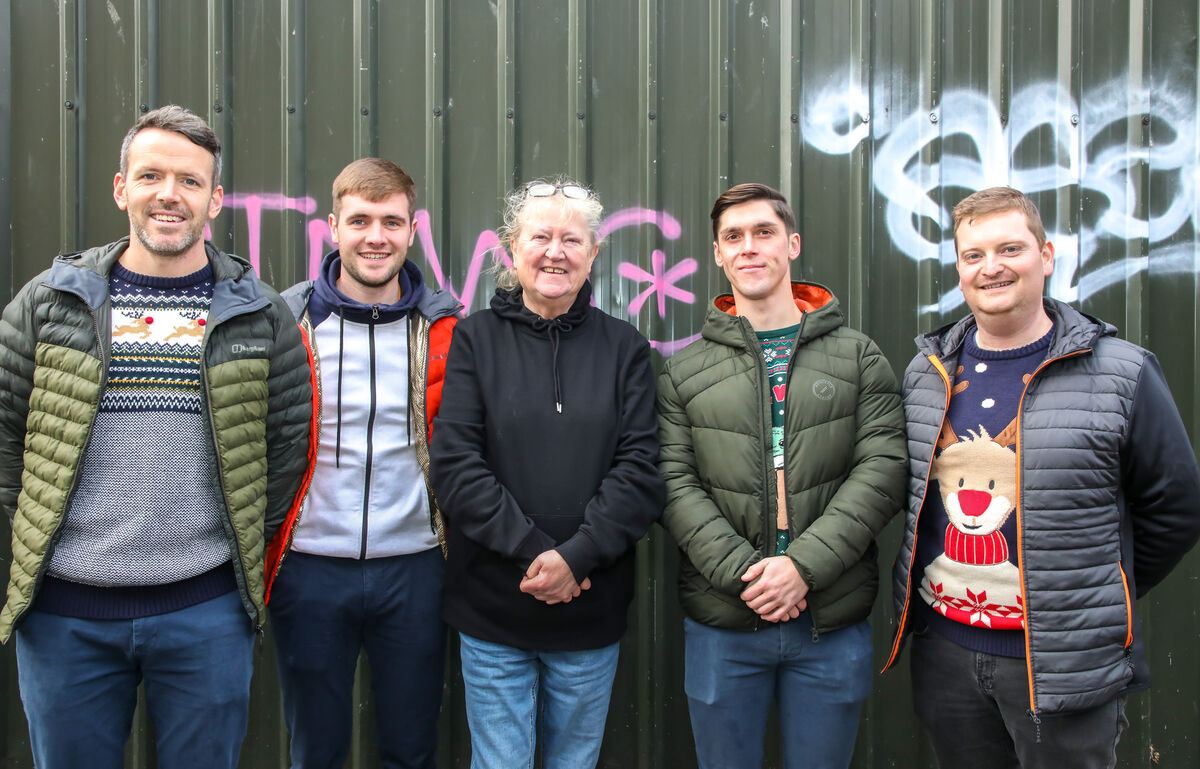 Teachers from Blarney Street National School Mark Russell, Brian Buckley, Caitríona Twomey, Penny Dinners David O'Keeffe and Ian Hannon after the pupils of the school delivered food to the kitchen on Little Hanover Street, Cork - Picture: David Creedon