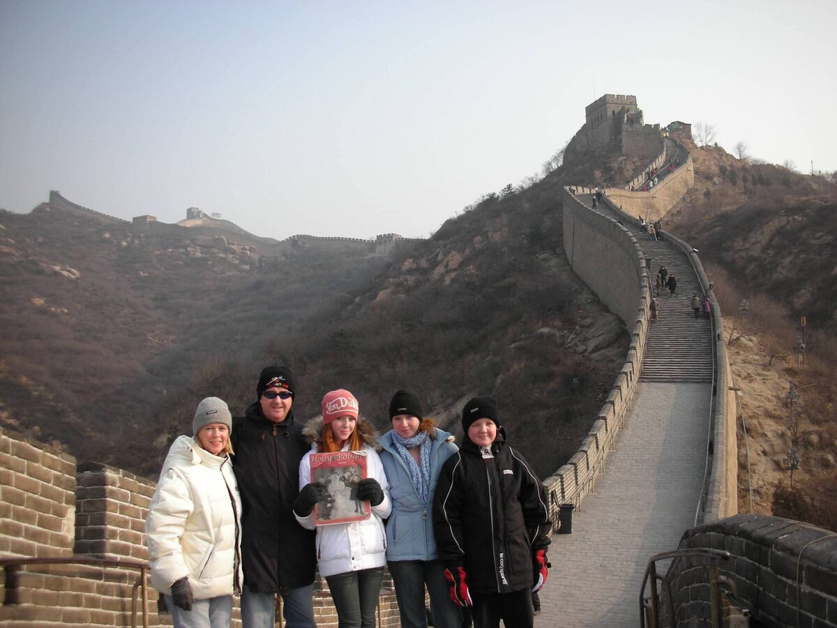 Gary Murphy, Martha Moloney and their children Vanessa, Yasmin and Darragh Murphy at the Great Wall of China