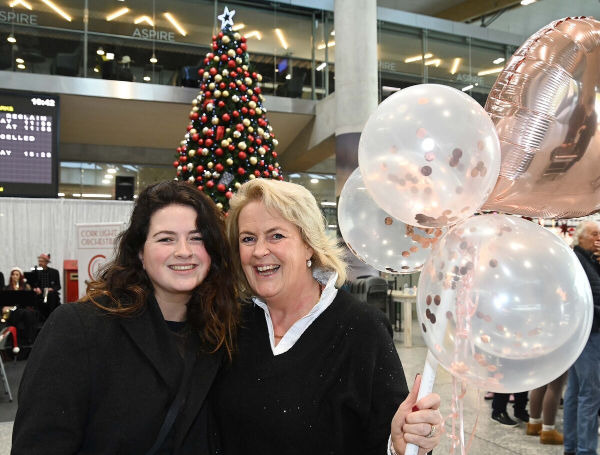 Sarah Howarth, Rosscarbery, arriving at Cork Airport from Amsterdam for Christmas, being greeted by her mother Siobhán.