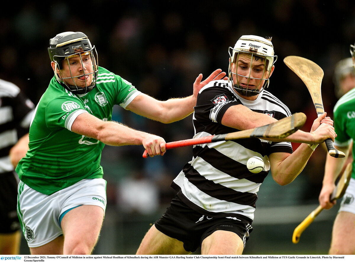 Tommy O'Connell of Midleton in action against Micheál Houlihan of Kilmallock. Picture: Diarmuid Greene/Sportsfile Tommy O'Connell of Midleton in action against Micheál Houlihan of Kilmallock. Picture: Diarmuid Greene/Sportsfile