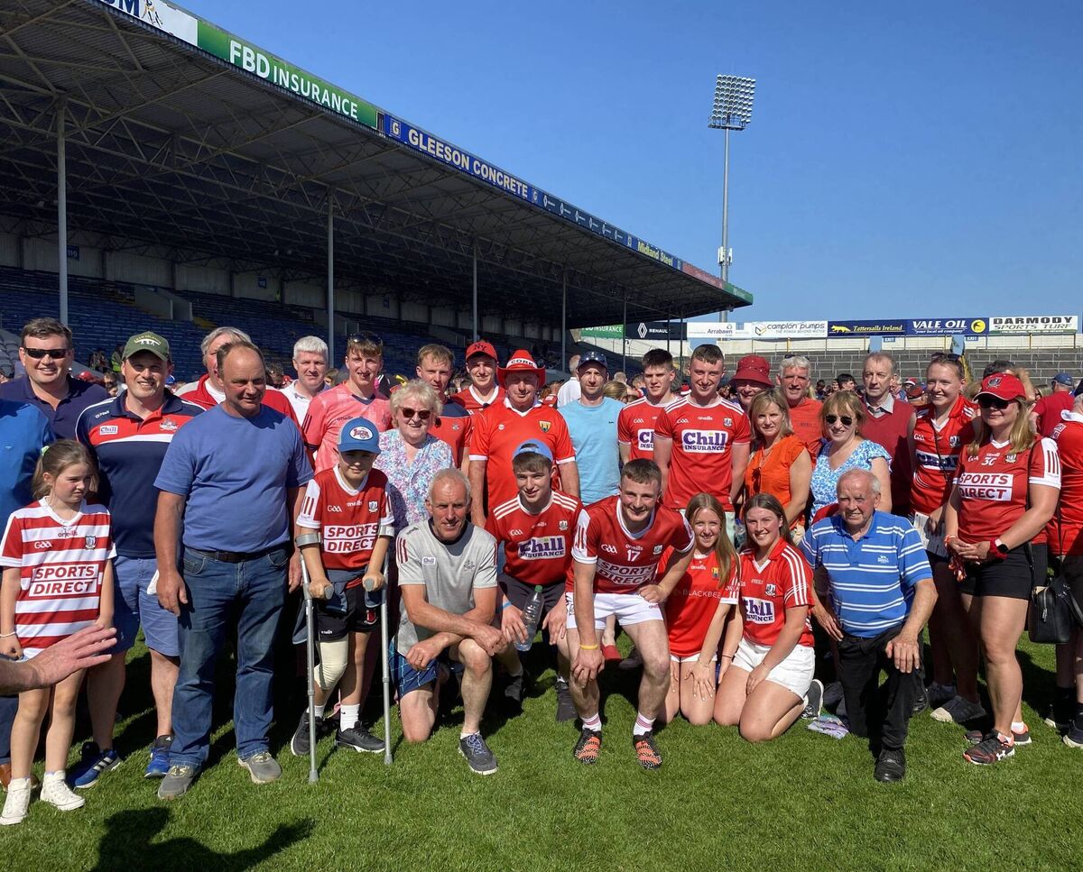 Seán Daly pictured with fellow Randal Óg club members after Cork's All-Ireland U20 win in June. Seán Daly pictured with fellow Randal Óg club members after Cork's All-Ireland U20 win in June.