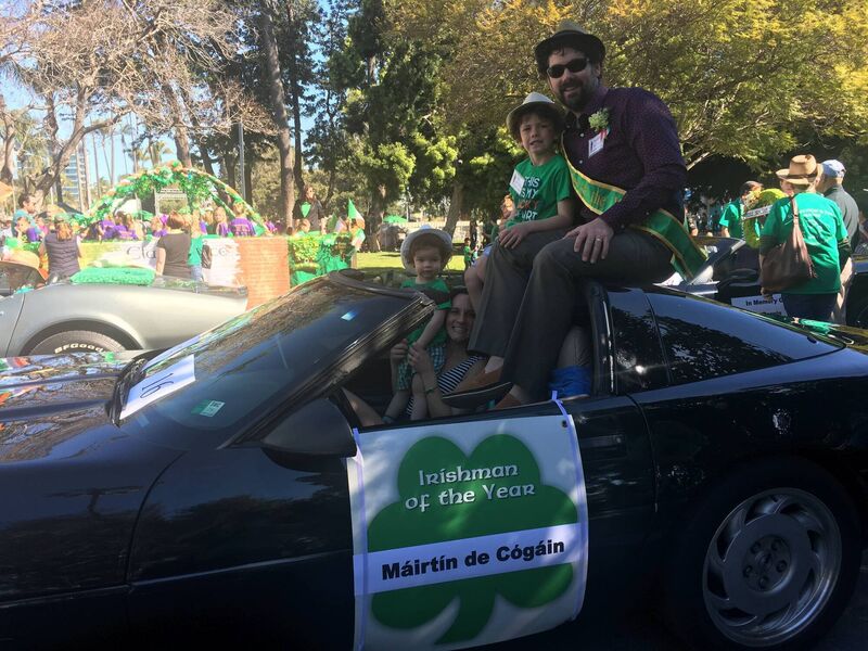 Máirtín de Cógáin and family at the San Diego St. Patrick’s Day Parade 2019. Máirtín was Irishman of the Year