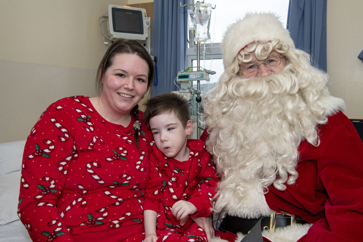 Pictured with Santa is Shay Mulhare from Fair Hill and his mum Rebecca.