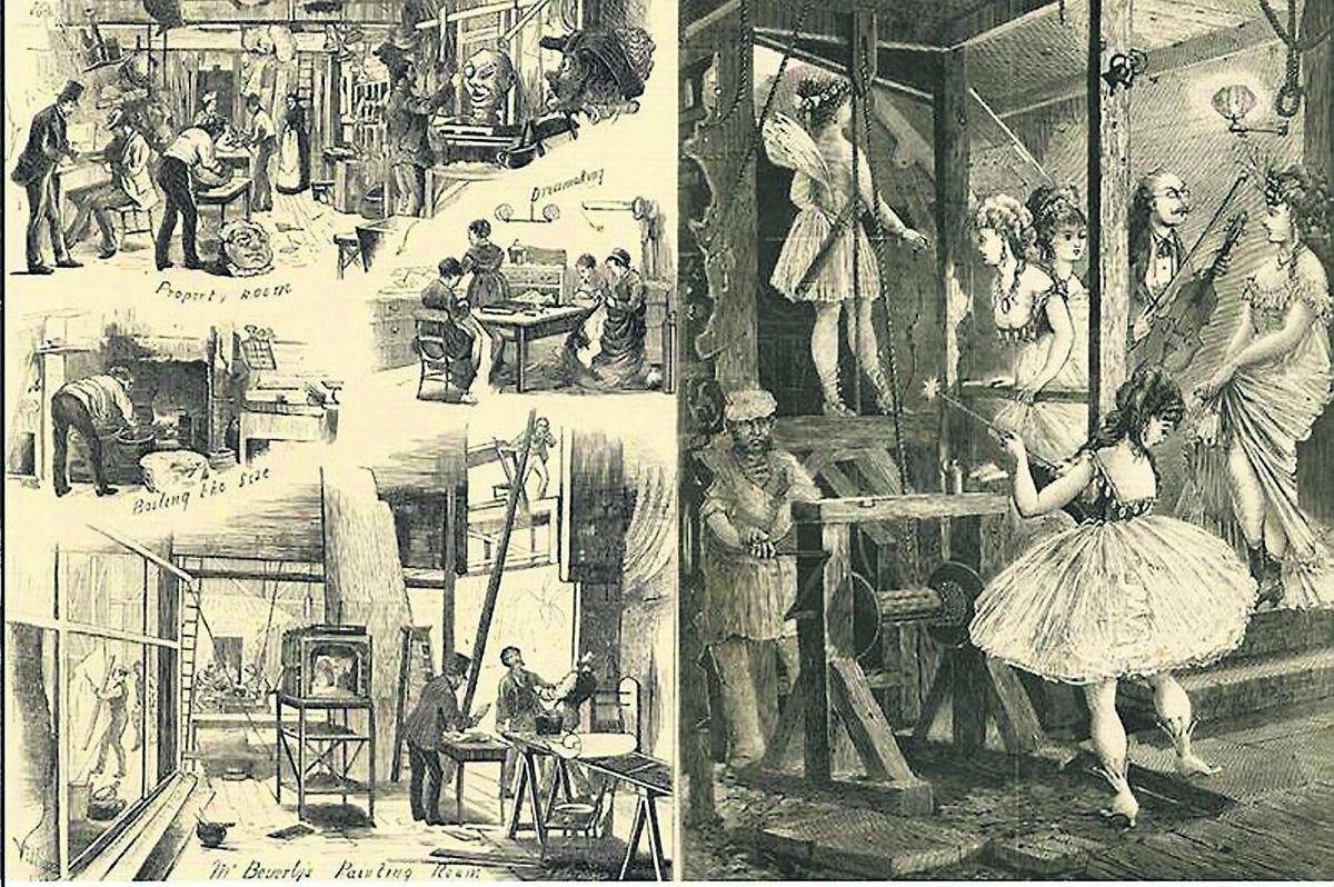 Back stage at a 19th century pantomime - the Christmas shows have long been popular with audiences. Back stage at a 19th century pantomime - the Christmas shows have long been popular with audiences.