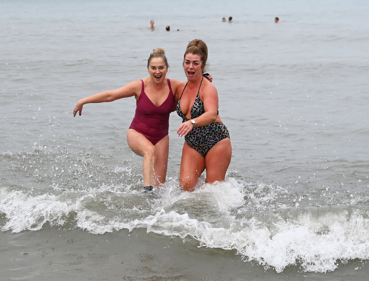 Maria Meade, Douglas and Audrey McSweeney, Rochestown at the Christmas swim at Myrtleville in Co. Cork . Picture: Eddie O'Hare