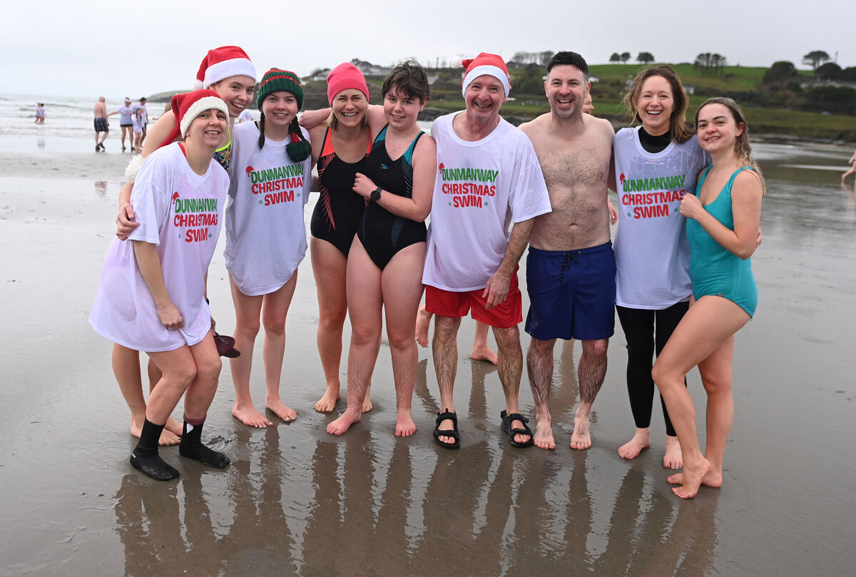 Taking part in the 25th annual Dunwanway Christmas swim in aid of the Dunmanway cancer unit CUH at Inchydoney beach in West Cork . Picture: Eddie O'Hare.