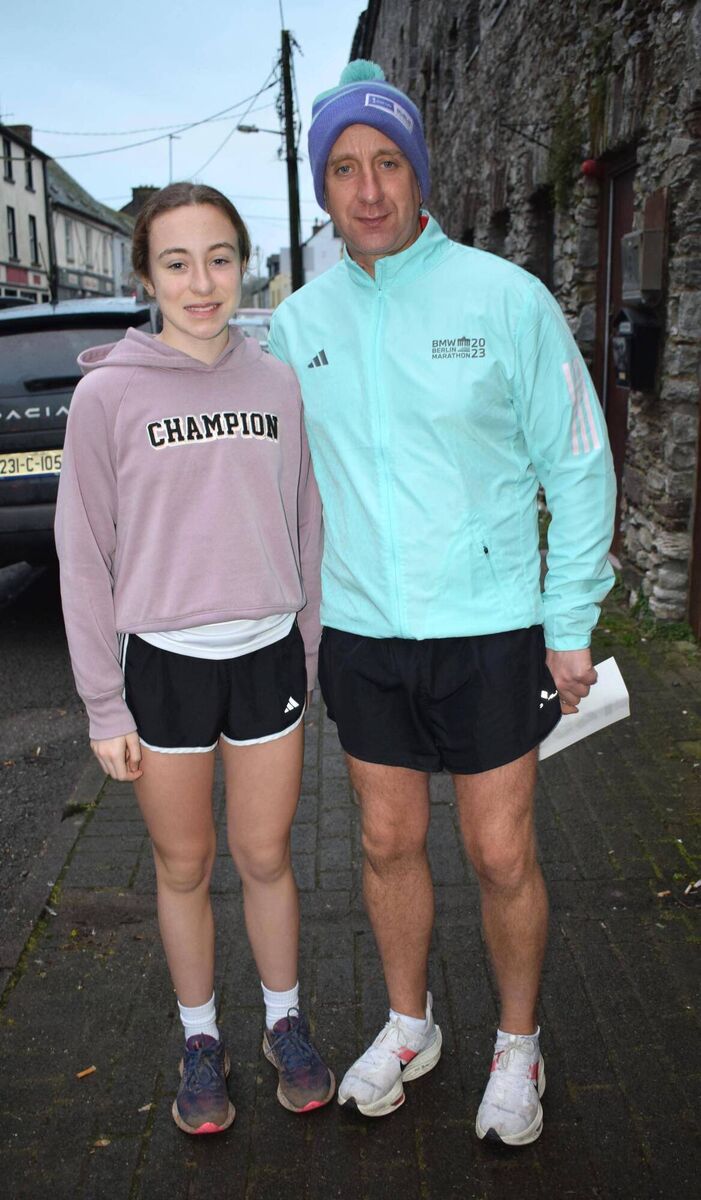 Sadhb Cronin and her dad Mark, both from Midleton AC, at the Cloyne 4km. Picture: John Walshe Sadhb Cronin and her dad Mark, both from Midleton AC, at the Cloyne 4km. Picture: John Walshe