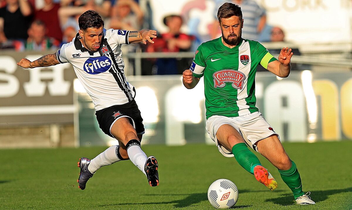 Darren Meenan of Dundalk with Greg Bolger of Cork City in 2016. Picture: INPHO/Donall Farmer Darren Meenan of Dundalk with Greg Bolger of Cork City in 2016. Picture: INPHO/Donall Farmer