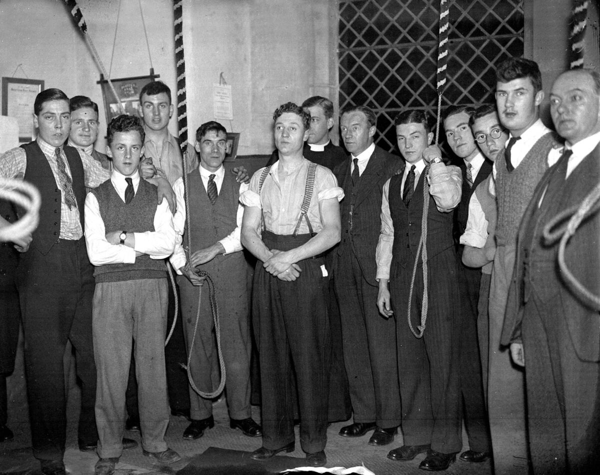 Bell ringers ring in the New Year at St Fin Barre's Cathedral in 1935. Bell ringers ring in the New Year at St Fin Barre's Cathedral in 1935.