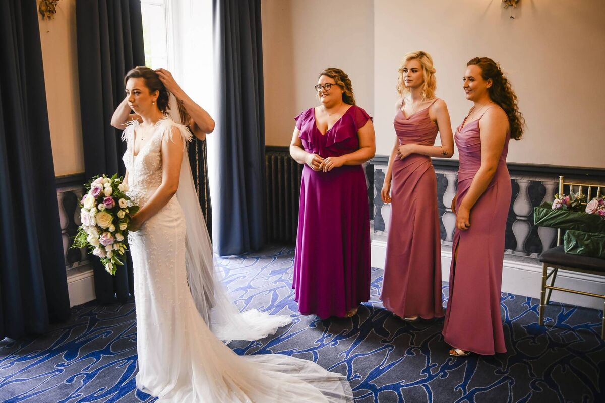 Tamara O’Donoghue, with her bridesmaids on her wedding day.
