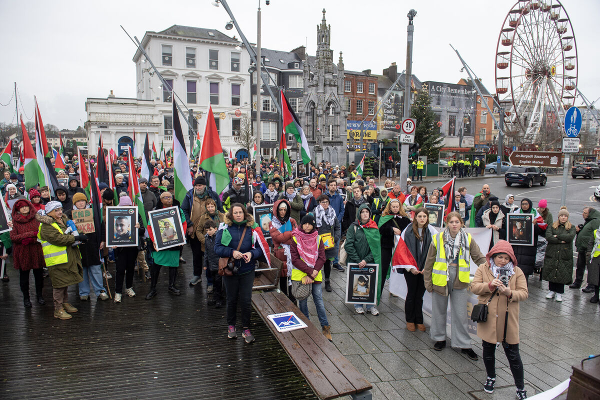  People attending the Cork Palestine Solidarity Campaign rally for Palestine on the Grand Parade, Cork. Picture Dan Linehan