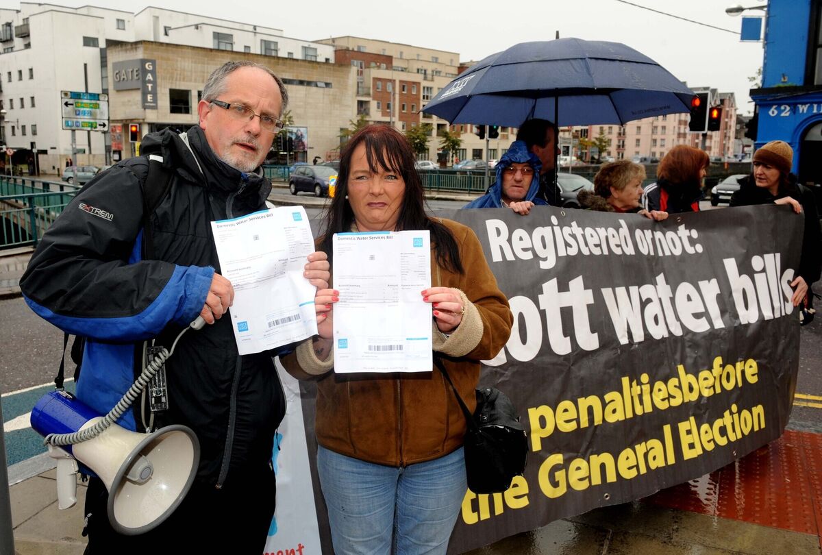Eleanor O'Flynn and Cllr. Mick Barry at a Water Protest at the North Gate Bridge ,Cork. Eleanor O'Flynn and Cllr. Mick Barry at a Water Protest at the North Gate Bridge ,Cork.
