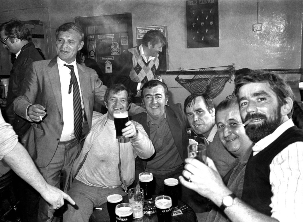 Ford workers after the plant closure on July 13, 1984