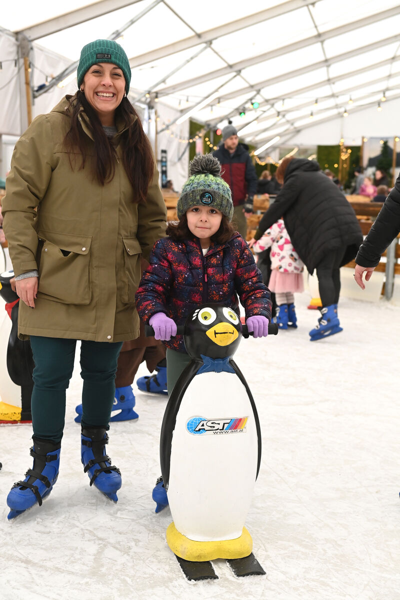 Aurora and Enya Sanchez enjoying an ice skating session at Alpine Skate Trail at Fota House and Gardens in Cork. Picture: Larry Cummins Aurora and Enya Sanchez enjoying an ice skating session at Alpine Skate Trail at Fota House and Gardens in Cork. Picture: Larry Cummins