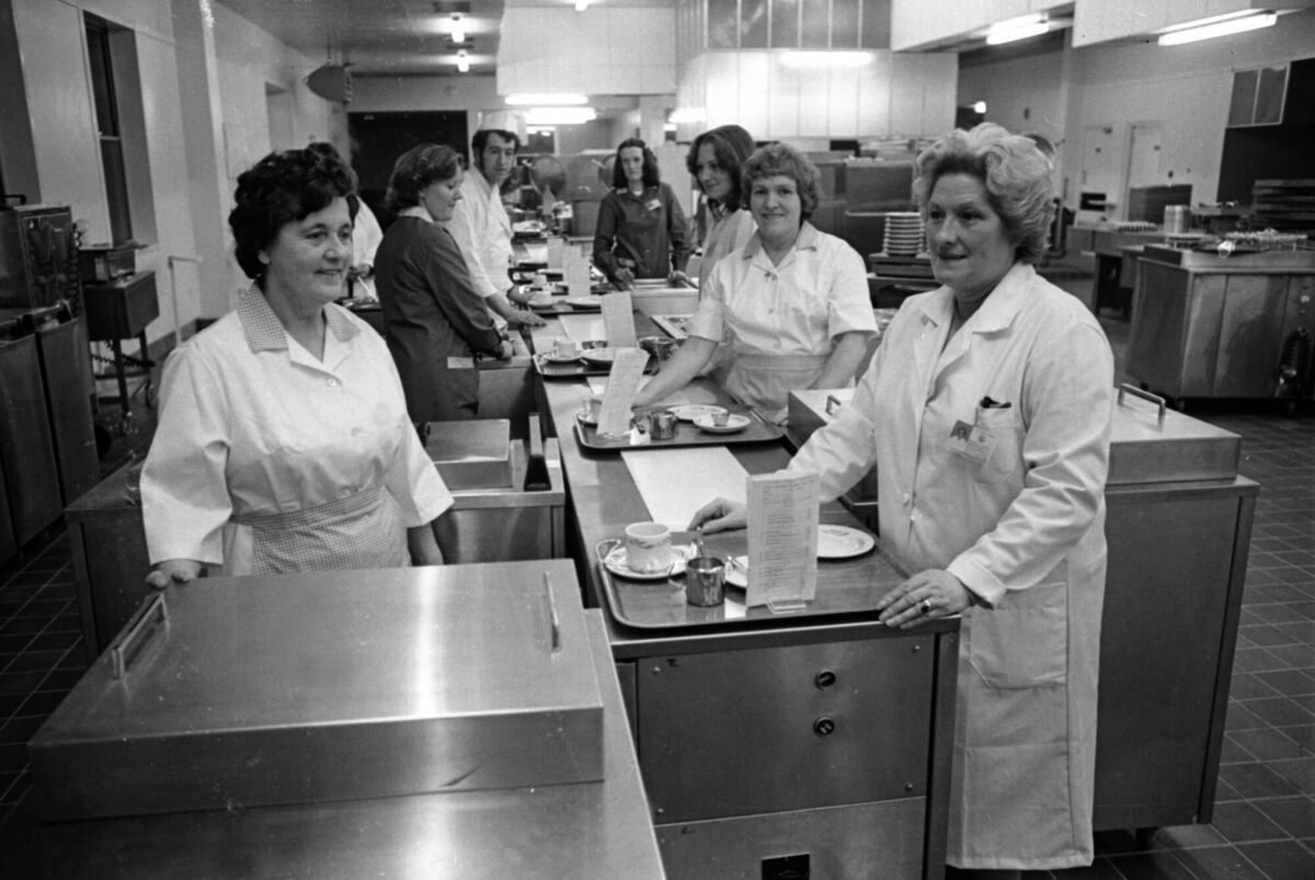 The Cork Regional Hospital catering staff standing proudly by their glittering new equipment prior to the opening of the hospital in 1978. The Cork Regional Hospital catering staff standing proudly by their glittering new equipment prior to the opening of the hospital in 1978.