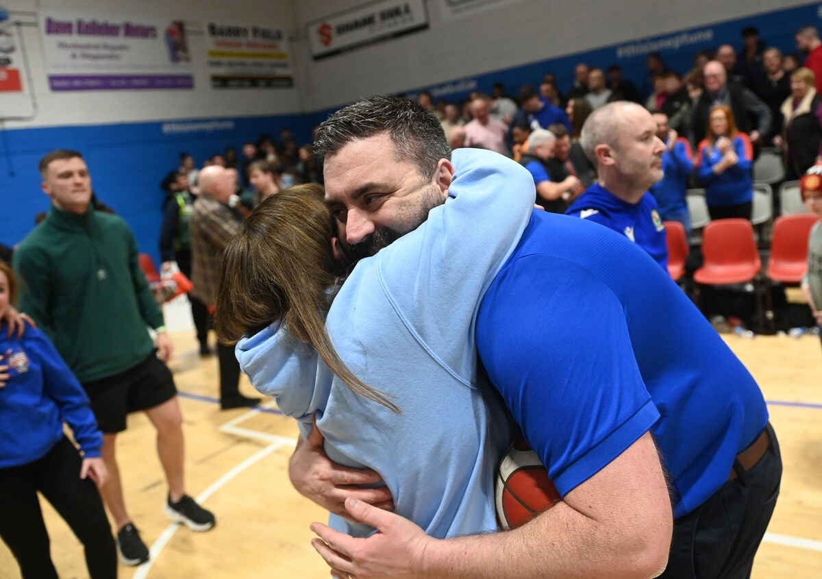  Happy Birthday, Danny... Coach Danny O'Mahony is congratulated after the win by his mum Norma. Picture: Larry Cummins
