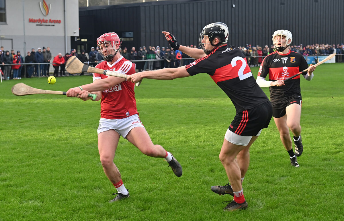 Ger Mellerick of UCC getting in a block on Cork's Tadhg O'Connell during the Canon O'Brien Cup match at the Mardyke. Picture: Dan Linehan Ger Mellerick of UCC getting in a block on Cork's Tadhg O'Connell during the Canon O'Brien Cup match at the Mardyke. Picture: Dan Linehan