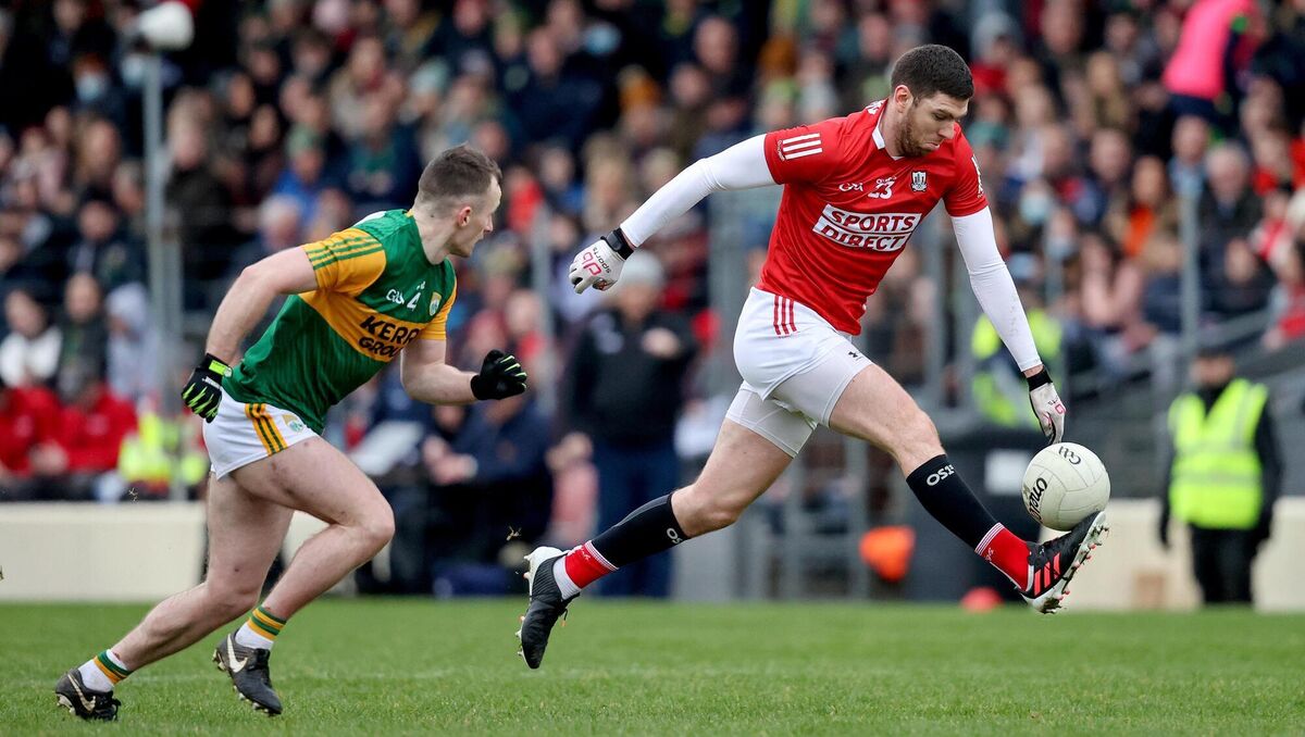 Luke Connolly in action in what was his last game for Cork in the 2022 McGrath Cup final against Kerry in Killarney. Picture: INPHO/Bryan Keane