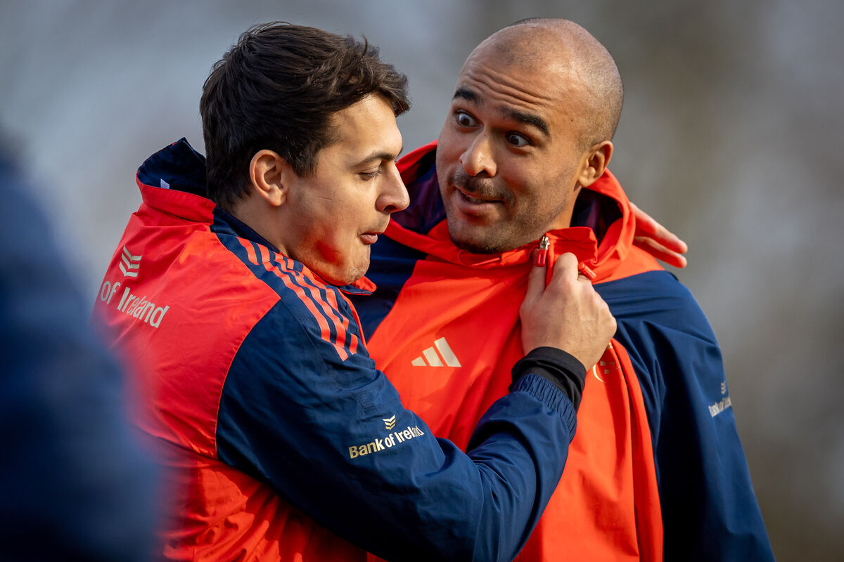 Antoine Frisch and Simon Zebo share a joke. Picture: INPHO/Morgan Treacy