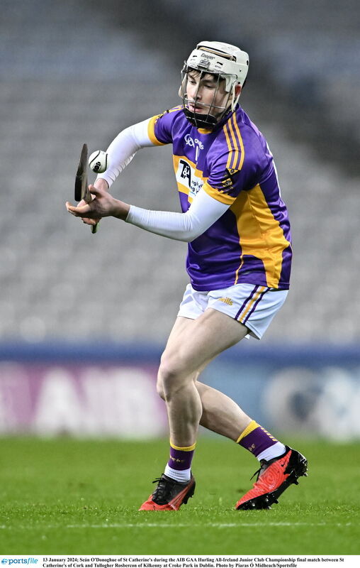 Seán O'Donoghue takes a free for St Catherine's. Picture: Piaras Ó Mídheach/Sportsfile