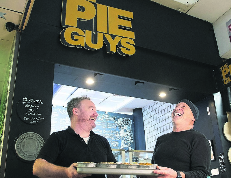 Jamie Kelly and Tim O’Kennedy, owners of The Pie Guys, celebrate the opening of their venture within the famed English Market. Picture: Gerard McCarthy Jamie Kelly and Tim O’Kennedy, owners of The Pie Guys, celebrate the opening of their venture within the famed English Market. Picture: Gerard McCarthy