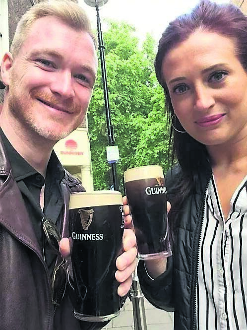Katey Byrd and Gavin enjoy a pint when they first moved to London Katey Byrd and Gavin enjoy a pint when they first moved to London