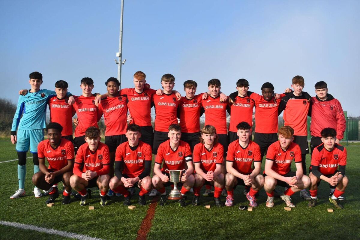 The St Peter's Community School senior boy's soccer team, who defeated Coláiste Mhuire Askeaton in the FAI John Murphy Cup Munster Final.
