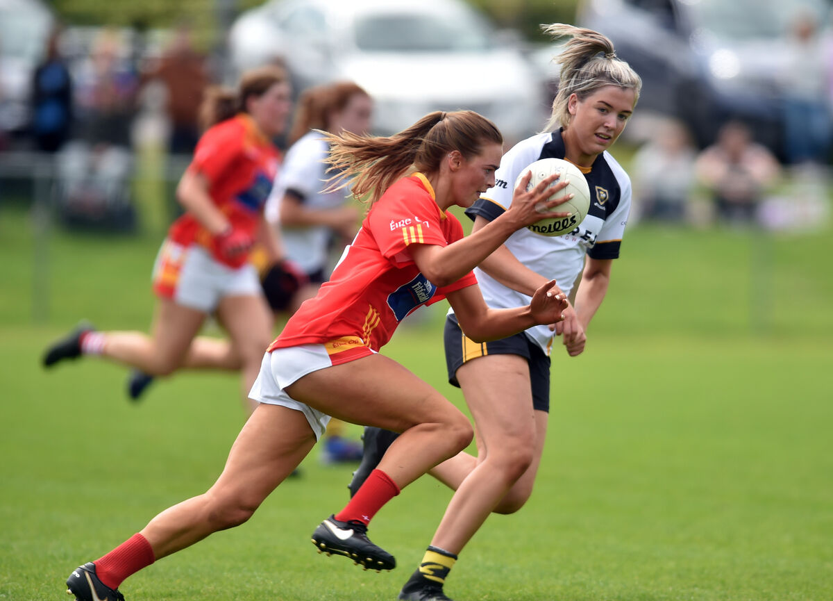 Shauna Cronin in action for Éire Óg against  Mourneabbey's Kate O'Brien. Cronin has been added to the Cork senior panel for this season.