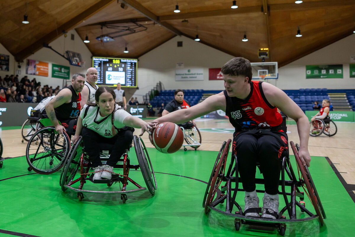 Rebel Wheelers’ Adam Drummond with Sophie Denieffe of South East Swifts. Picture:  INPHO/Morgan Treacy