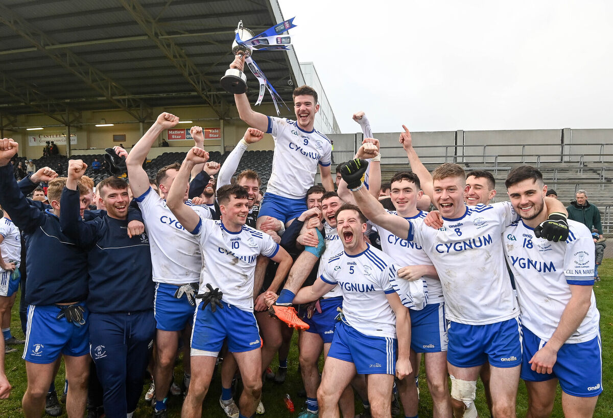 Cill na Martra celebrating their victory over Mungret in the AIB Munster Club IFC final in Mallow. Picture: David Keane Cill na Martra celebrating their victory over Mungret in the AIB Munster Club IFC final in Mallow. Picture: David Keane