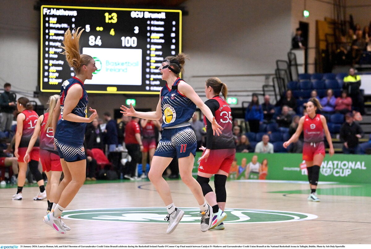 Lauryn Homan, left, and Edel Thornton of Gurranabraher Credit Union Brunell celebrate. Picture: Seb Daly/Sportsfile Lauryn Homan, left, and Edel Thornton of Gurranabraher Credit Union Brunell celebrate. Picture: Seb Daly/Sportsfile