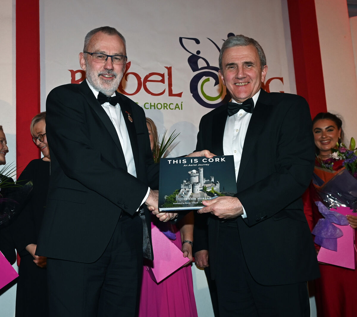 Michael O'Mahony, chairman Rebel Og making a presentation to GAA president Larry McCarthy. Picture: Eddie O'Hare