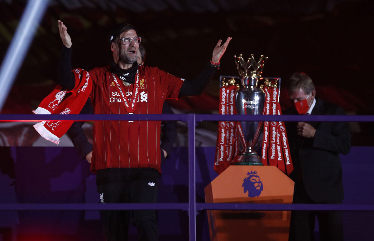 Jurgen Klopp delivered the Premier League trophy to Anfield. Picture: Phil Noble/PA Wire.