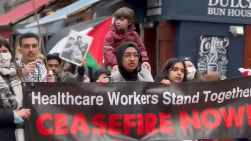 Cork health workers join city protest at 'hellish conditions' in Gaza  