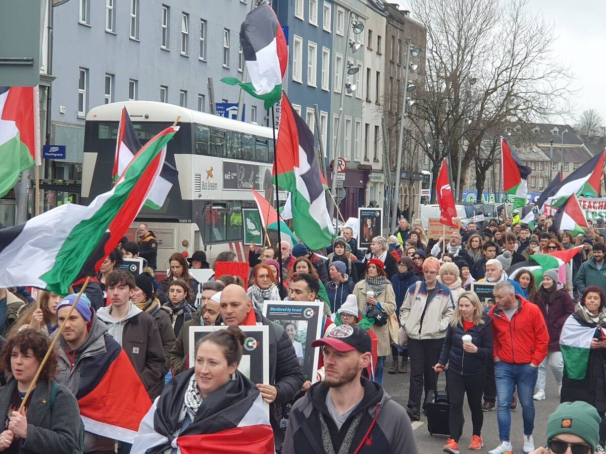 A section of the crowd that took  part in Saturday's march through Cork city. 