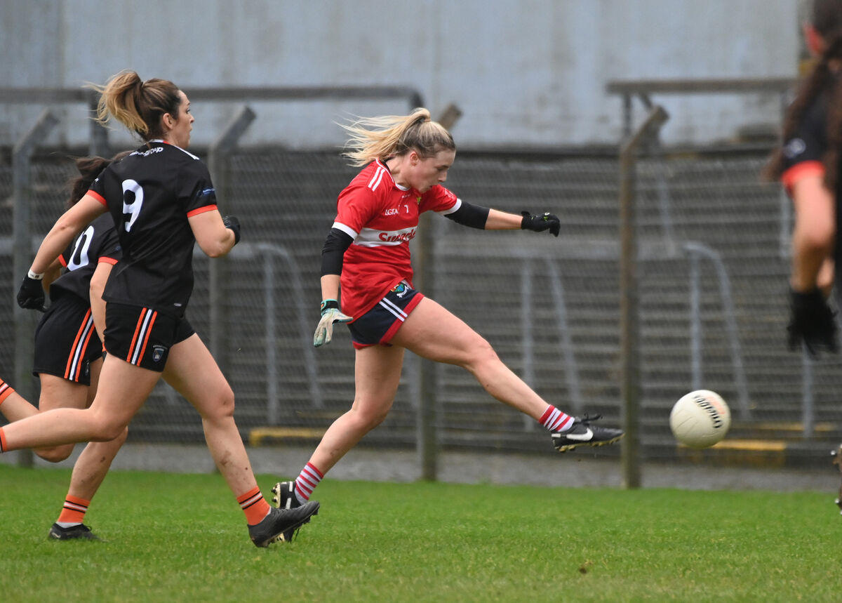 Cork's Daire Kiely hammers home her goal against Armagh at Páirc Uí Rinn. Picture; Eddie O'Hare Cork's Daire Kiely hammers home her goal against Armagh at Páirc Uí Rinn. Picture; Eddie O'Hare