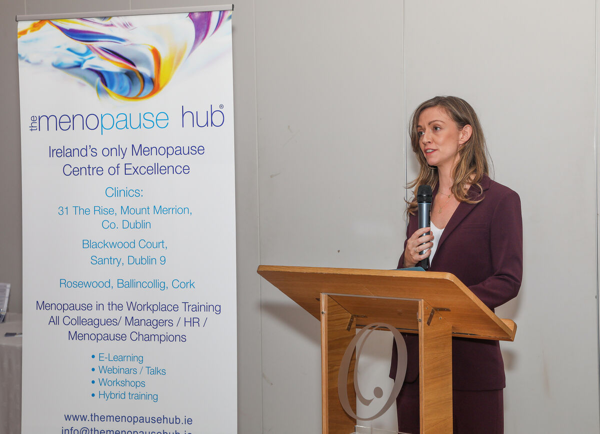 Social Democrats leader Holly Cairns TD, speaking at the official launch of the The Menopause Hub, in Ballincollig, Cork. Picture: David Creedon