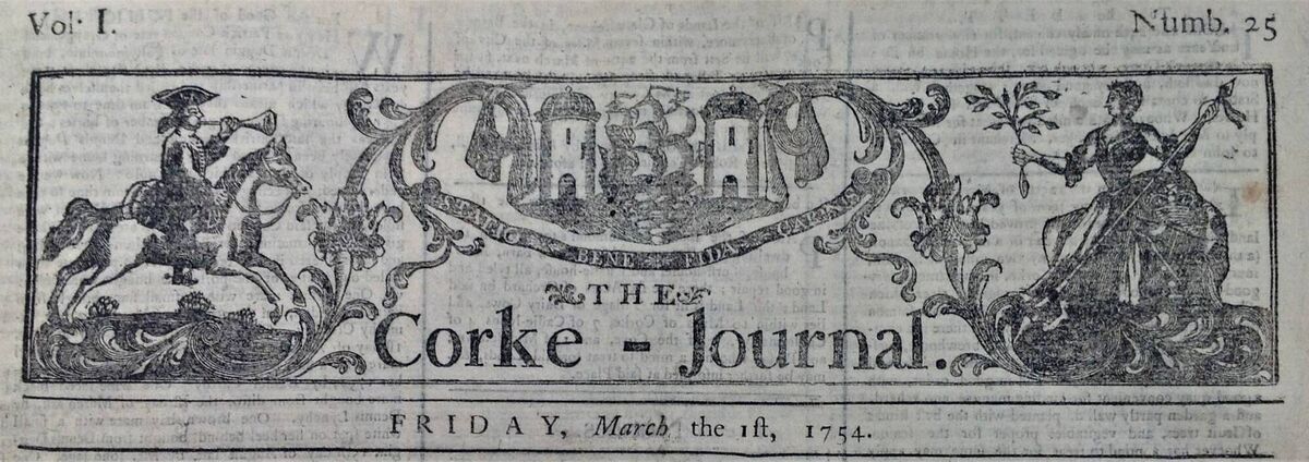 Banner for The Corke Journal in 1754
