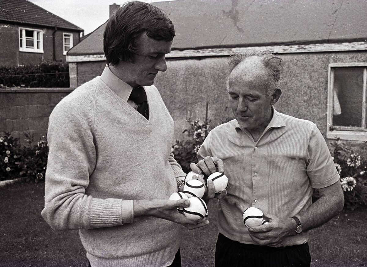 Brendan Cummins (left) and his father William selecting the sliothars to be used in the 1976 All-Ireland SHC final, in which Brendan and his brother Ray represented Cork. Brendan Cummins (left) and his father William selecting the sliothars to be used in the 1976 All-Ireland SHC final, in which Brendan and his brother Ray represented Cork.