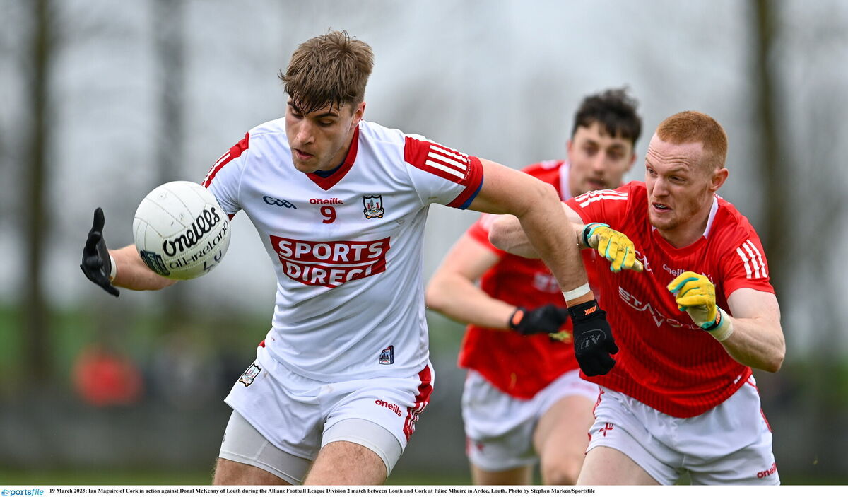 Ian Maguire of Cork in action against Donal McKenny of Louth during the Allianz football league Division 2 match in Ardee last season. Picture: Stephen Marken/Sportsfile Ian Maguire of Cork in action against Donal McKenny of Louth during the Allianz football league Division 2 match in Ardee last season. Picture: Stephen Marken/Sportsfile