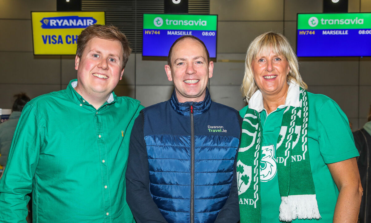 Barry Holland, Cork Airport, Paul Dawson, Dawson Travel and Mary Jones of Lee Travel at Cork airport. - Picture: David Creedon