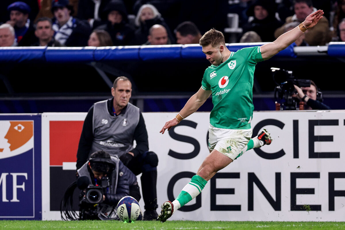 Jack Crowley kicks a conversion. Picture: INPHO/Ben Brady Jack Crowley kicks a conversion. Picture: INPHO/Ben Brady