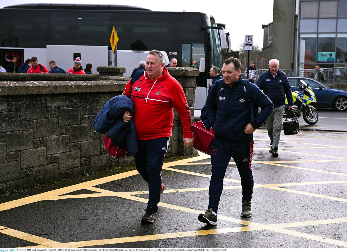 Cork manager Pat Ryan arriving in Ennis. Picture: Ray McManus/Sportsfile