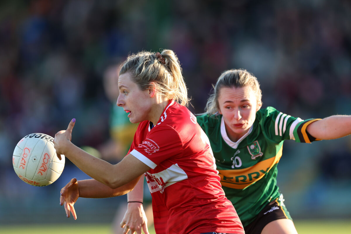 Ciara McCarthy of Kerry in action against Emma Cleary of Cork. Ciara McCarthy of Kerry in action against Emma Cleary of Cork.