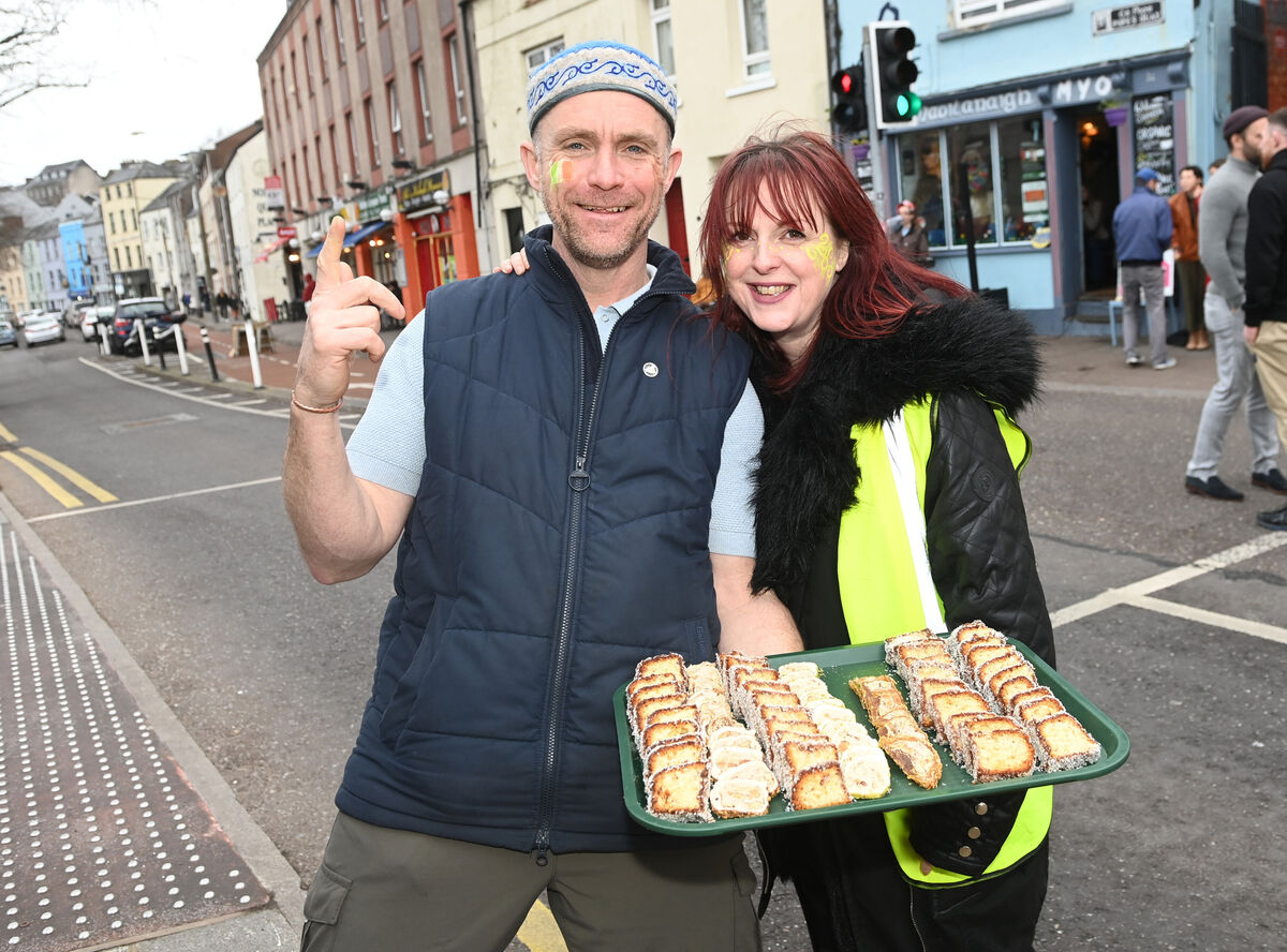 Liam Mullaney, proprietor Myo Cafe and Sinead Dunphy, Evanti management at the St. Brigid's day street celebrations at Myo Cafe on Pope's quay, Cork. Picture: Eddie O'Hare Liam Mullaney, proprietor Myo Cafe and Sinead Dunphy, Evanti management at the St. Brigid's day street celebrations at Myo Cafe on Pope's quay, Cork. Picture: Eddie O'Hare