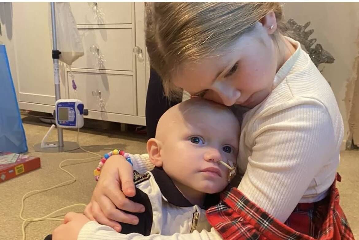 Brave Rio McCarthy-Andrews with his sister Lillyrose. Brave Rio McCarthy-Andrews with his sister Lillyrose.